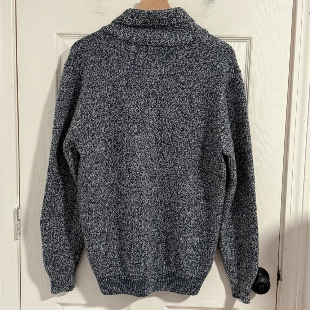 Shawl Collar Sweater Mens Large Knit Wool Chunky Preppy Old Money Academia